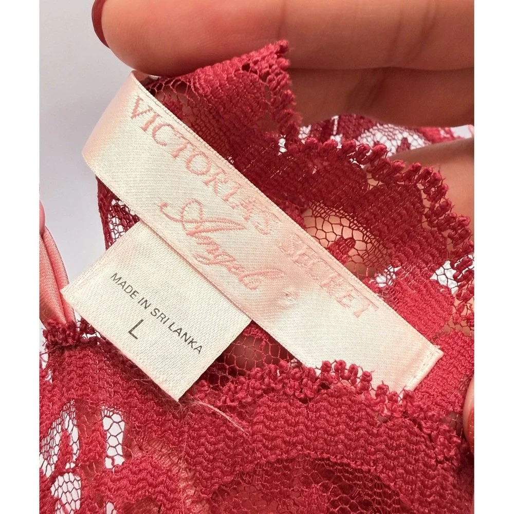 Vintage Victoria's Secret Angels Pink Lace Slip Satin Nightgown Bow Size L